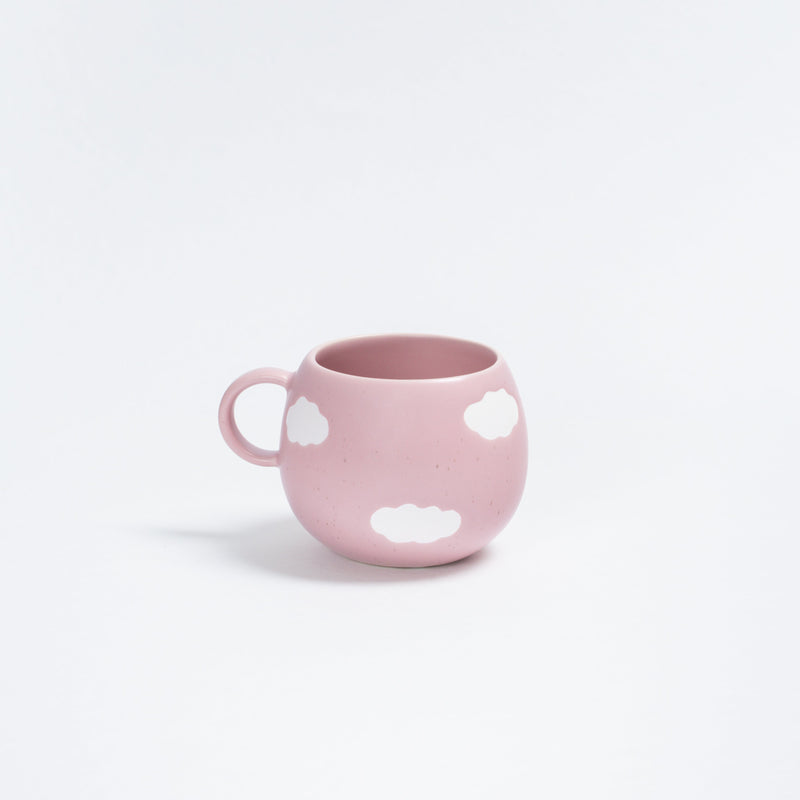 Tasse Nuage en grès – Édition Rose Satinée avec chat noir