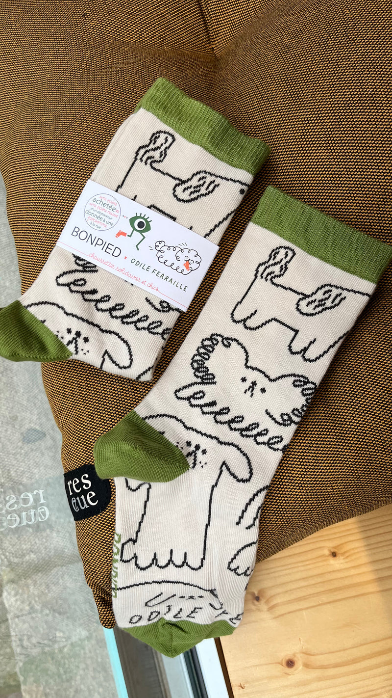Chaussettes Odile – Bonpied x Odile Ferraille | Motif chien