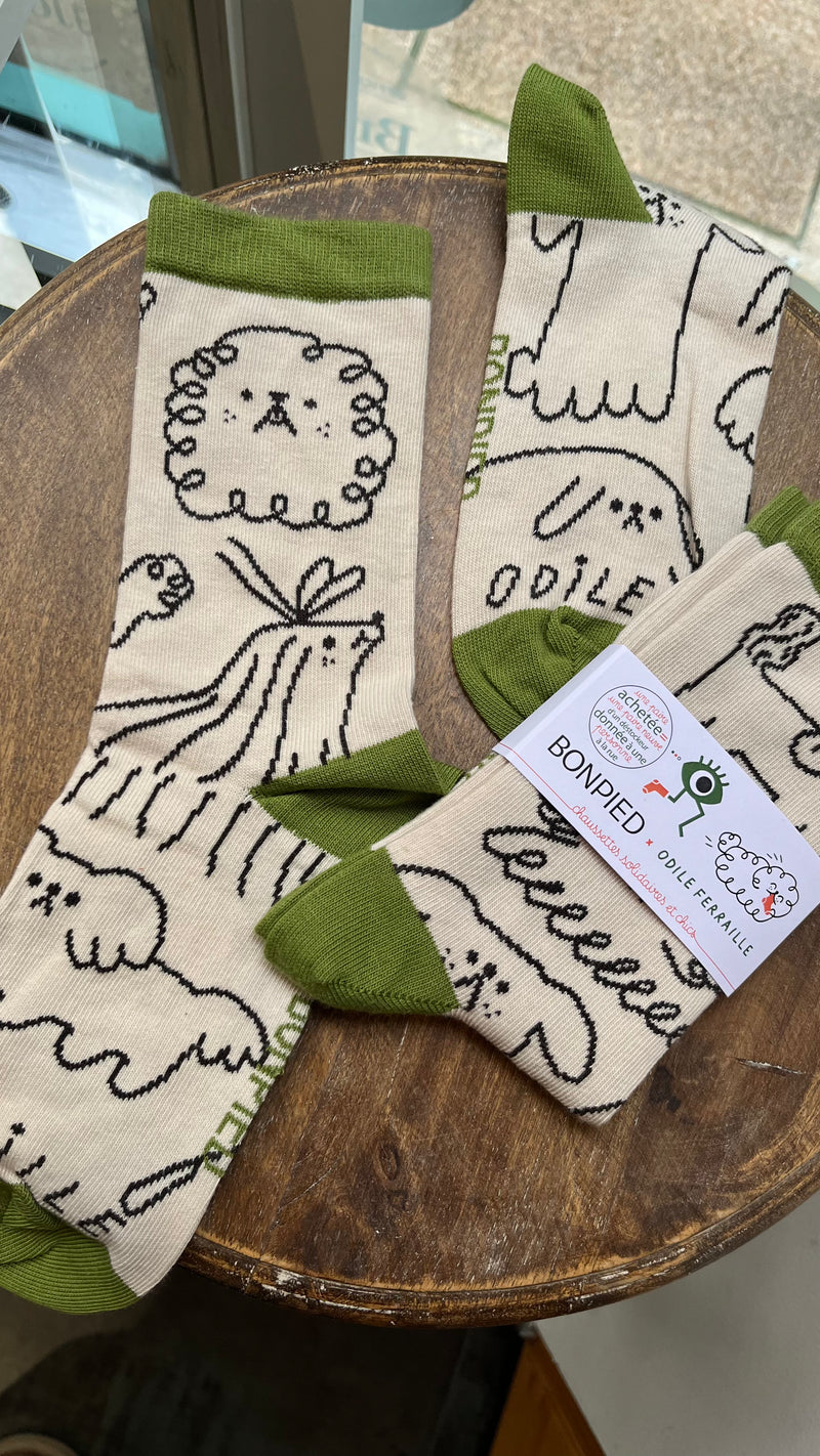 Chaussettes Odile – Bonpied x Odile Ferraille | Motif chien