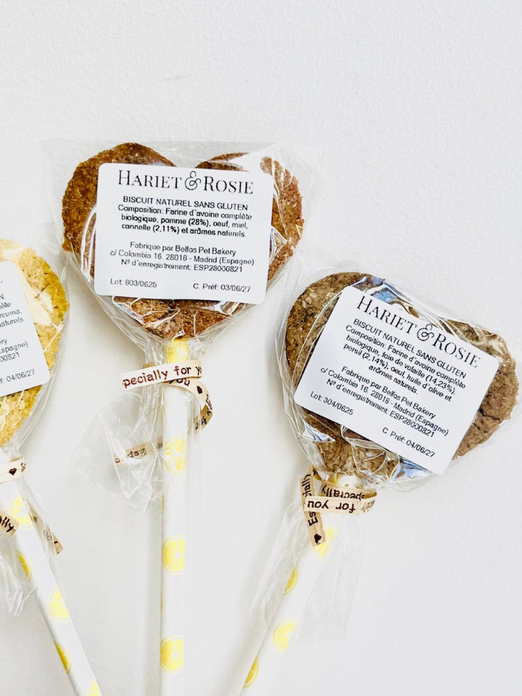 Sucettes de Biscuits en Forme de Cœur Belfos Pet Bakery X Collaboration Hariet & Rosie - 10 ans