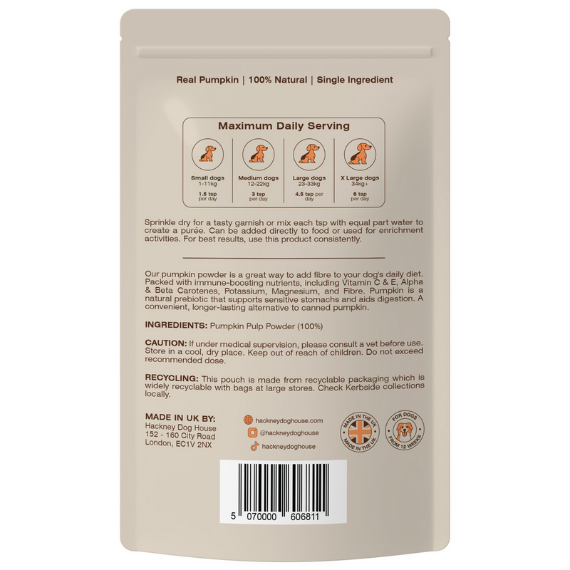 Poudre de Potiron – Complément digestif et prébiotique naturel pour chiens