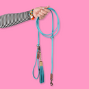 Laisse en cuir ajustable petit chien Aqua blue