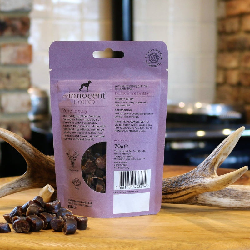 Saucisse pour chien de chevreuil tranchée