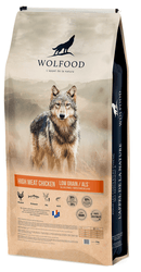 Sac de croquettes pour chien Wolfood Hight Meat poulet low grain