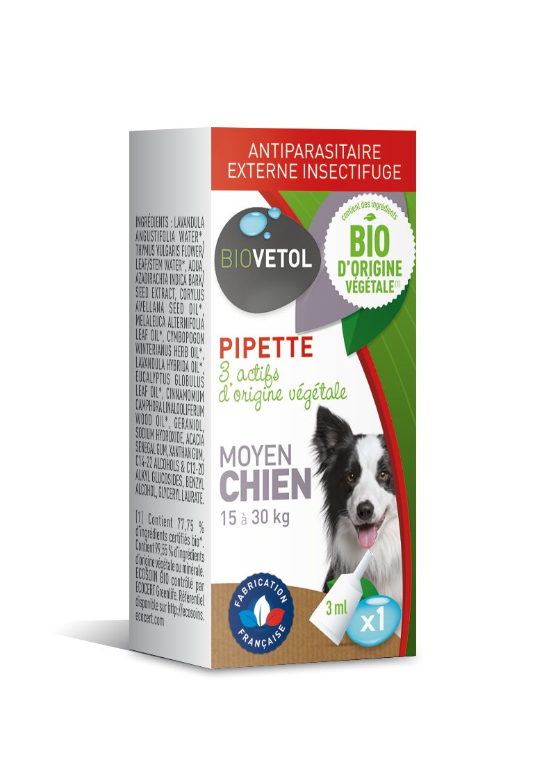 Pipettes insectifuges Biovetol chien moyen