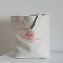 Tote bag en lin blanc avec High Paw brodé en rose