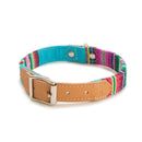 Collier pour chien cuir et tissu Inca Blue