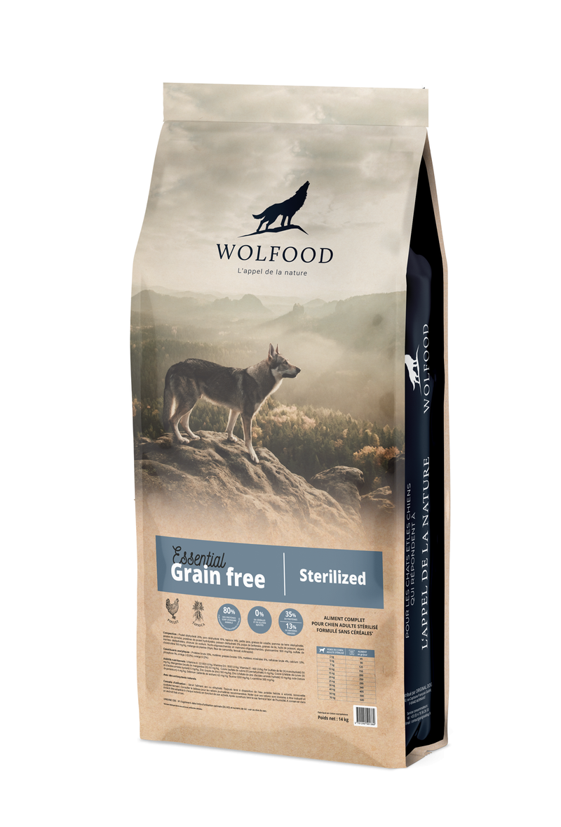 Croquettes pour chien sans céréales Wolfood Essential Sterilized
