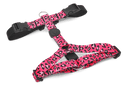 Harnais en H pour chien rose avec des tâches noires