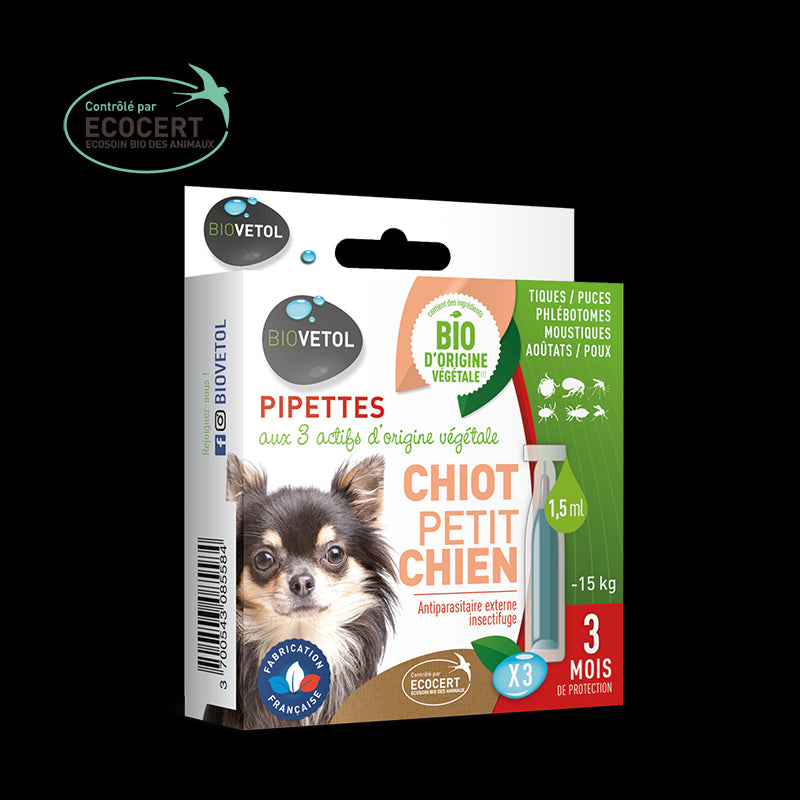 Pipettes insectifuges Biovetol chiots/petits chiens