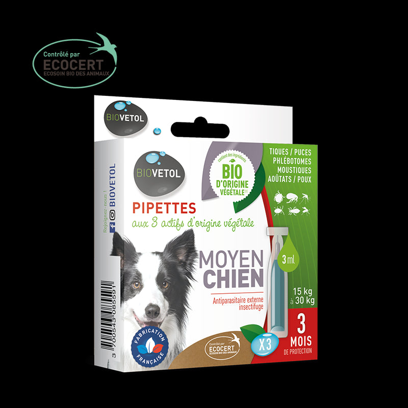Pipettes insectifuges Biovetol chien moyen